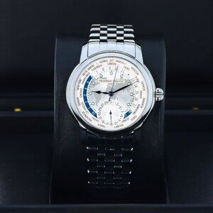 Frederique Constant Classic Worldtimer Manufacture, Silver Dial Stainless Steel